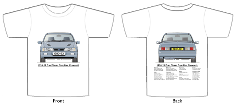 Ford Sierra Sapphire Cosworth 1990-92 T-shirt Front & Back
